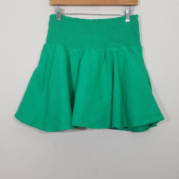 J. Crew 100% Linen Mini Skirt Green Size L - Picture 1 of 4